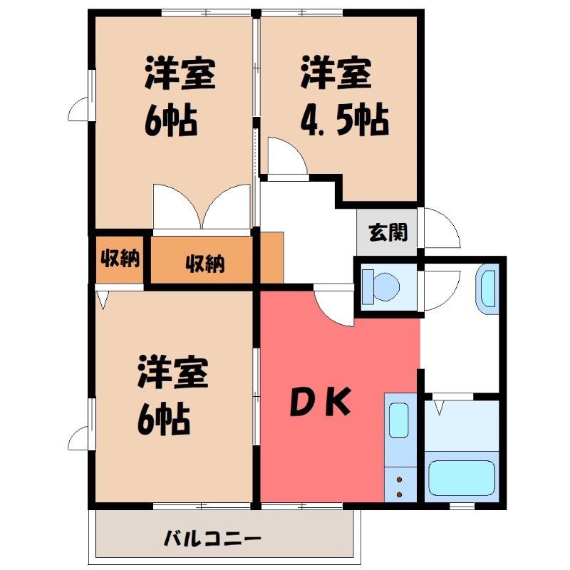 メゾンソレーユA(3DK/1階)の間取り写真