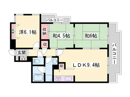 メゾン前田(3LDK/3階)の間取り写真