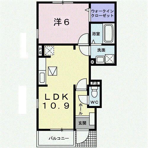 エレガンスA(1LDK/1階)の間取り写真