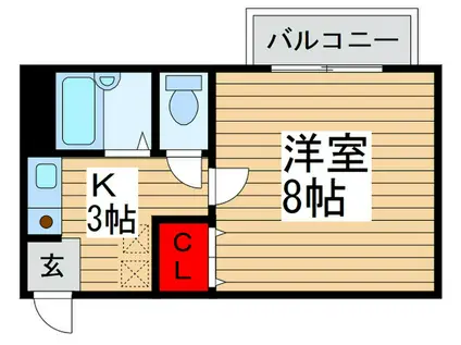マーヴェリック(1K/2階)の間取り写真