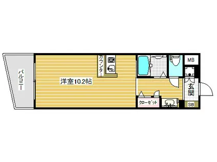 アスヴェルみなと元町オーシャンフロント(ワンルーム/4階)の間取り写真