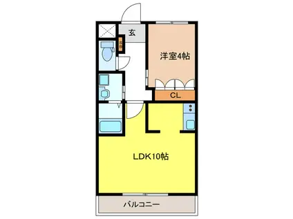 フェリーチェIII(1LDK/1階)の間取り写真