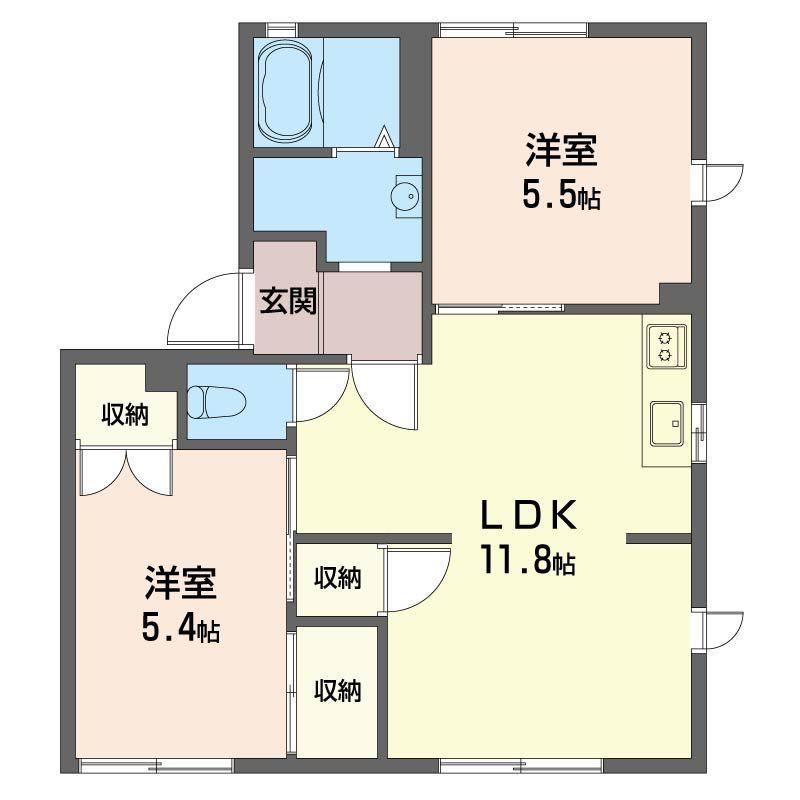 コーポ照木(2LDK/1階)の間取り写真