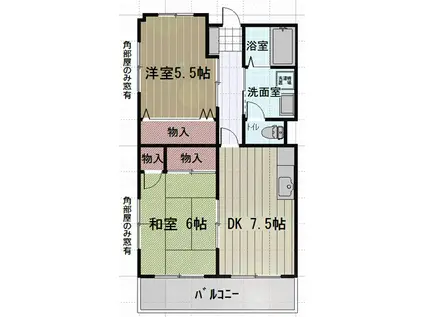 サン・オーレ葦陽(2DK/3階)の間取り写真