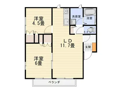 パレスフィールド環(2LDK/2階)の間取り写真