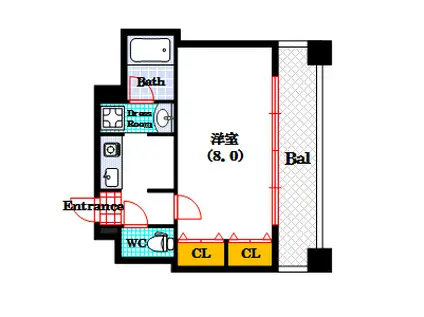 ドゥーエ谷町(1K/13階)の間取り写真