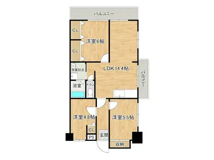 グリーンハイツ足立(3LDK/4階)の間取り写真