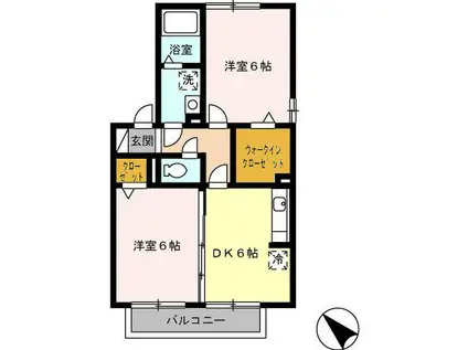 グランモア宮野(2DK/2階)の間取り写真