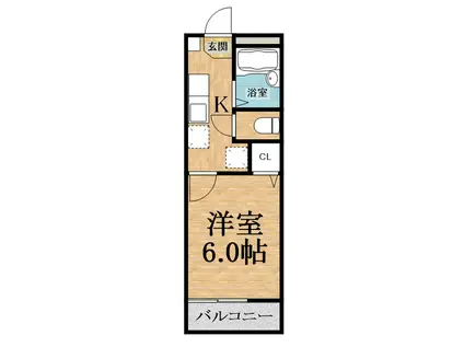 ハイツ曙(1K/2階)の間取り写真