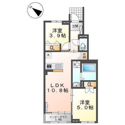 久留米市津福本町アパート工事(2LDK/1階)の間取り写真