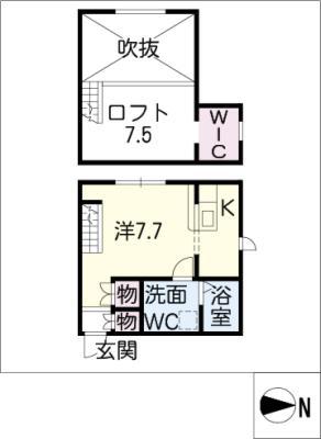プリマG壱番館(ワンルーム/1階)の間取り写真
