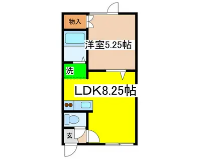 リヨンハート(1LDK/1階)の間取り写真