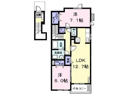 インプレス高杉I(2LDK/2階)の間取り写真