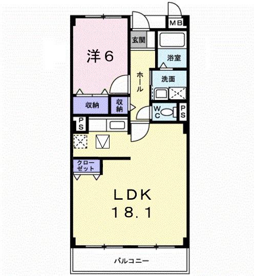 グランド・メール(1LDK/1階)の間取り写真