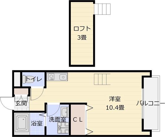ベルリード柏原(ワンルーム/2階)の間取り写真