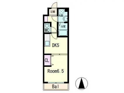 ALTA南草津ビュー(1DK/8階)の間取り写真