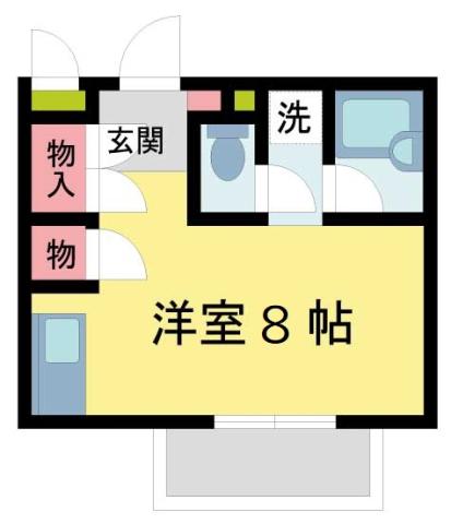 ヴィラ上ヶ原(ワンルーム/1階)の間取り写真