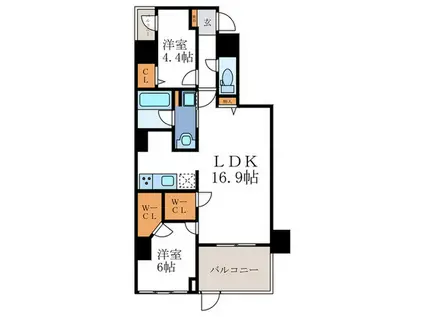 MARE京都一条(2LDK/1階)の間取り写真