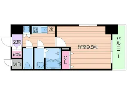 レジュールアッシュ天王寺(1K/4階)の間取り写真