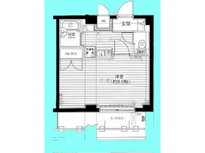 メインステージ不動前(1K/8階)の間取り写真