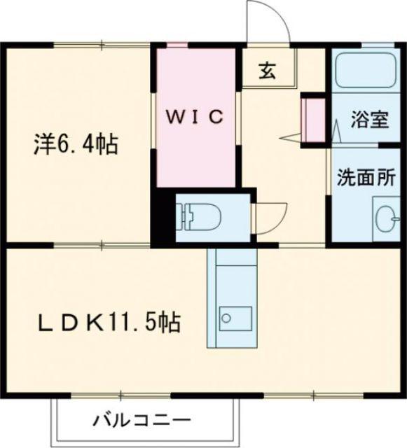 フローラル古城 A棟(1LDK/2階)の間取り写真