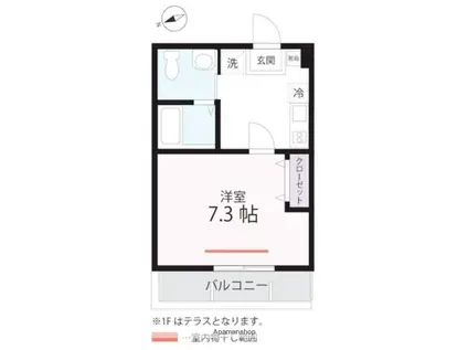 ハーミットクラブハウス衣笠IIB棟(1K/3階)の間取り写真