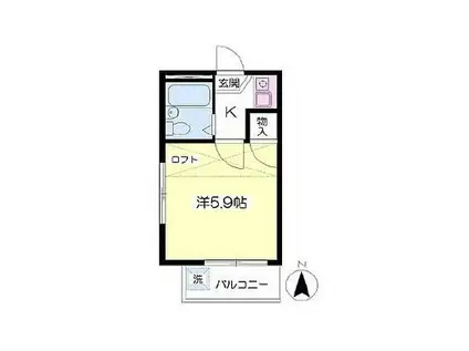 エスペランサ鶴瀬(1K/1階)の間取り写真