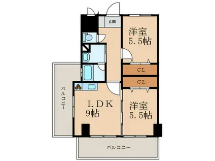 エスズ・イン南(2LDK/3階)の間取り写真