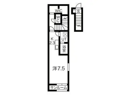 エレファントII(1K/2階)の間取り写真