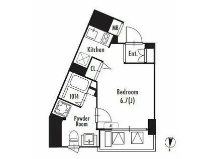 グランパセオ東新宿(ワンルーム/4階)の間取り写真