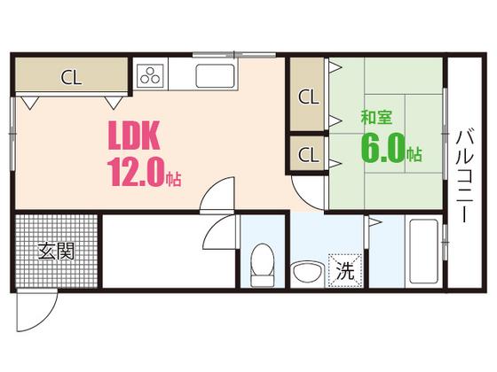 石本ビル(1LDK/4階)の間取り写真