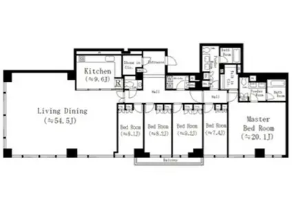 レジディア市谷砂土原(5LDK/2階)の間取り写真