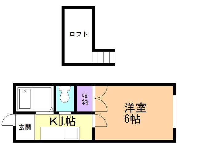 アーバンシティ南光台B(1K/2階)の間取り写真