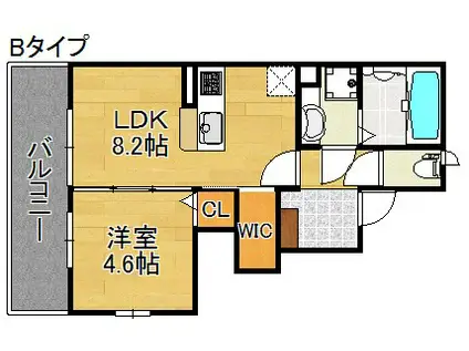 LA LUPINAS(1LDK/1階)の間取り写真