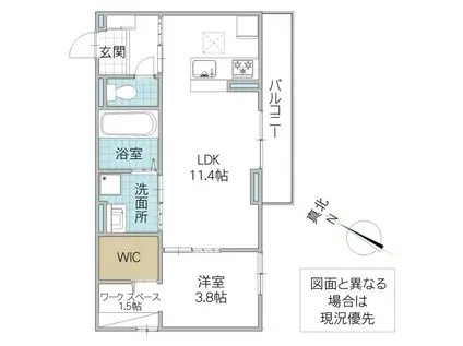 ウエスト・パーク A(1LDK/1階)の間取り写真