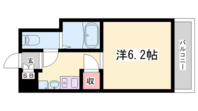 カーサ王塚台(ワンルーム/2階)の間取り写真