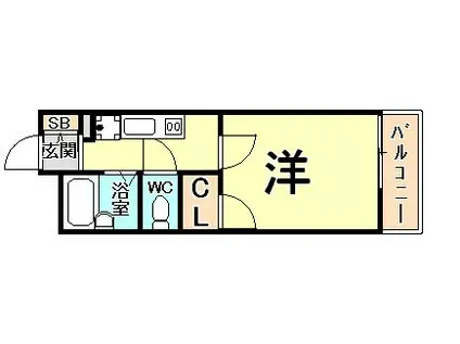 レオパレスウォーターウェーブ(1K/4階)の間取り写真