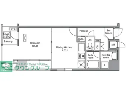 レジディア入谷(1LDK/5階)の間取り写真
