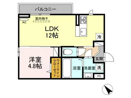 D-ROOM宮原I(1LDK/3階)の間取り写真