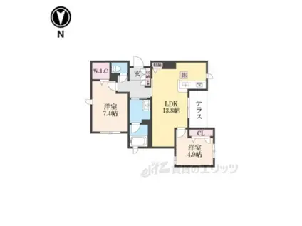 シャーメゾンソレイユ(2LDK/1階)の間取り写真