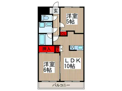 元町イグレット(2LDK/4階)の間取り写真