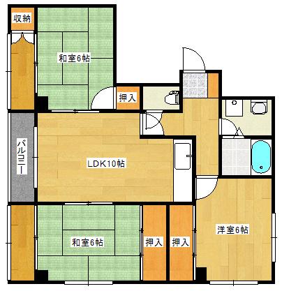 セントラルハイツ中山(3LDK/2階)の間取り写真