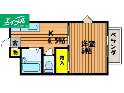 CASA茶屋町(1K/1階)の間取り写真
