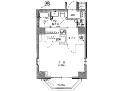 グランティアラ浅草橋(1K/8階)の間取り写真
