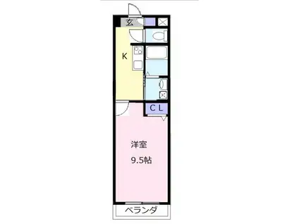 セントラルコート(1K/3階)の間取り写真