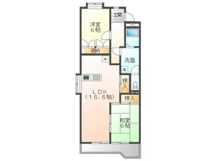 シャロンエース(2LDK/1階)の間取り写真