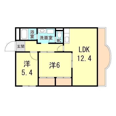 エクセレントヒル(2LDK/2階)の間取り写真