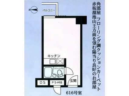 ソフトタウン赤坂(ワンルーム/6階)の間取り写真