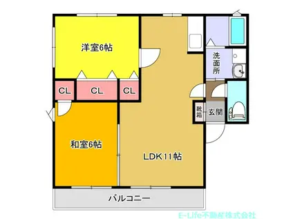 デュエットI・II(2LDK/2階)の間取り写真
