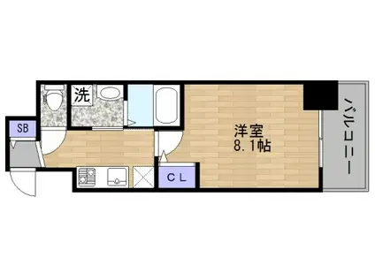 クレアグレイス新森古市(1K/8階)の間取り写真